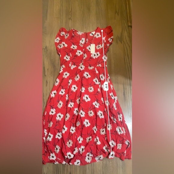 NWT Pleione Button Front V-Neck Flower Print Dress-Size Medium - Picture 11 of 12